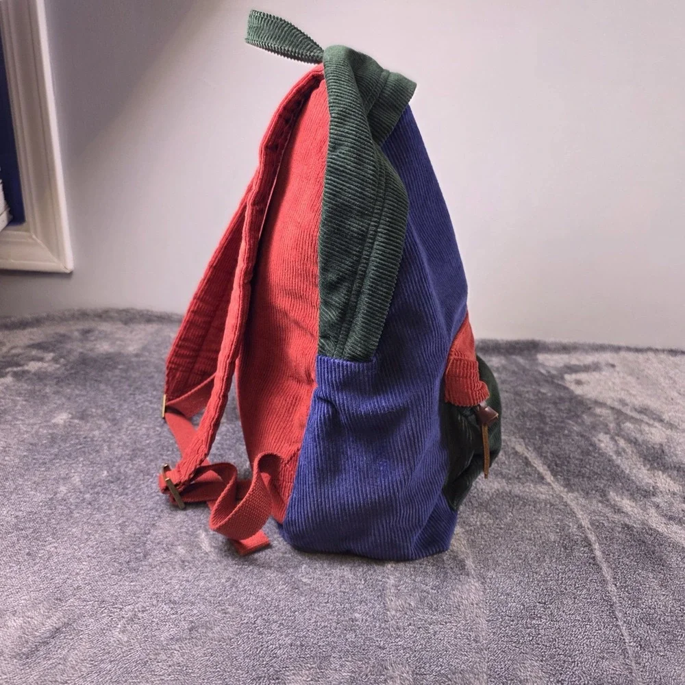 Polo Ralph Lauren Corduroy Colorblock Backpack Blue Red Green Laptop Travel Bag